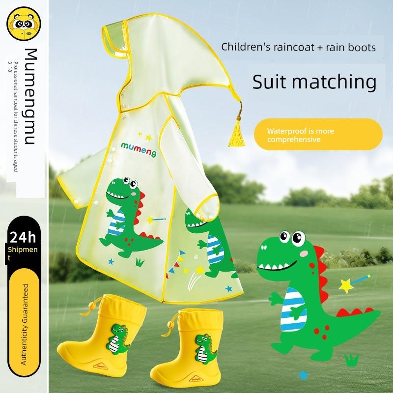 Raincoat for Children Riding Electric Bikes, Full-Body Waterproof Poncho for Elementary School Students, Kindergarten Kids, Cartoon Transparent Rain