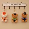 Adorable Plush Teddy Bear Keychain Soft Pp Cotton Stuffed Toy Police Firefighter