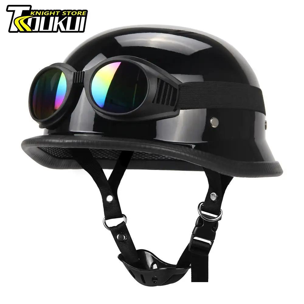 Motorcycle Helmet Fashion Capacete De Moto Retro Casco Moto German Vintage Moto Helmet DOT Certification Half Helmet Men Women