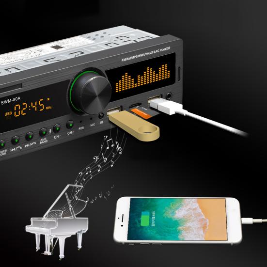 SWM-80B Практичный автомобильный стереоплеер Bluetooth-совместимый 4.0 Многофункциональный аудиозапись