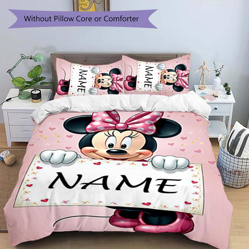 3pcs Minnie17 Cover Set - Personalized Name, HD Printed Bedding with 1 Cover and 2 Pillowcases - Perfect for Home Decor, Easy Care