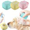 1pc Summer Pet Bath Brush, Silicone Massage Rubber Grooming Tool with Shampoo Storage for Dogs and Cats