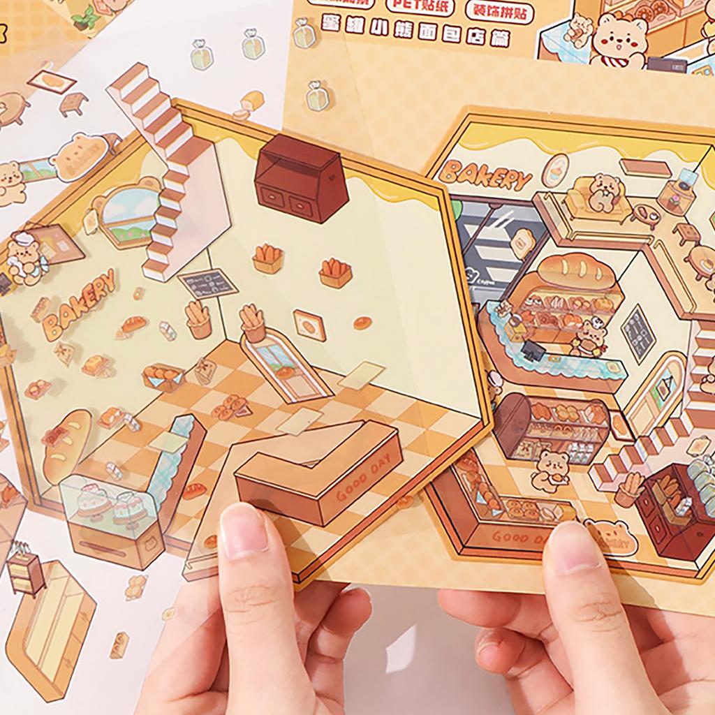 3D Наклейка Сцена Мультяшная Наклейка Пейзаж Миниатюрная Имитация Сцены Кабины Наклейка для Скрапбукинга Журнала Планера Альбома