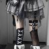 Корейские девушки Kawaii Punk A-силуэт Мини-юбка Harajuku Vintage Black White Rock Cake Юбки Y2K Кружевные бальные платья Skater