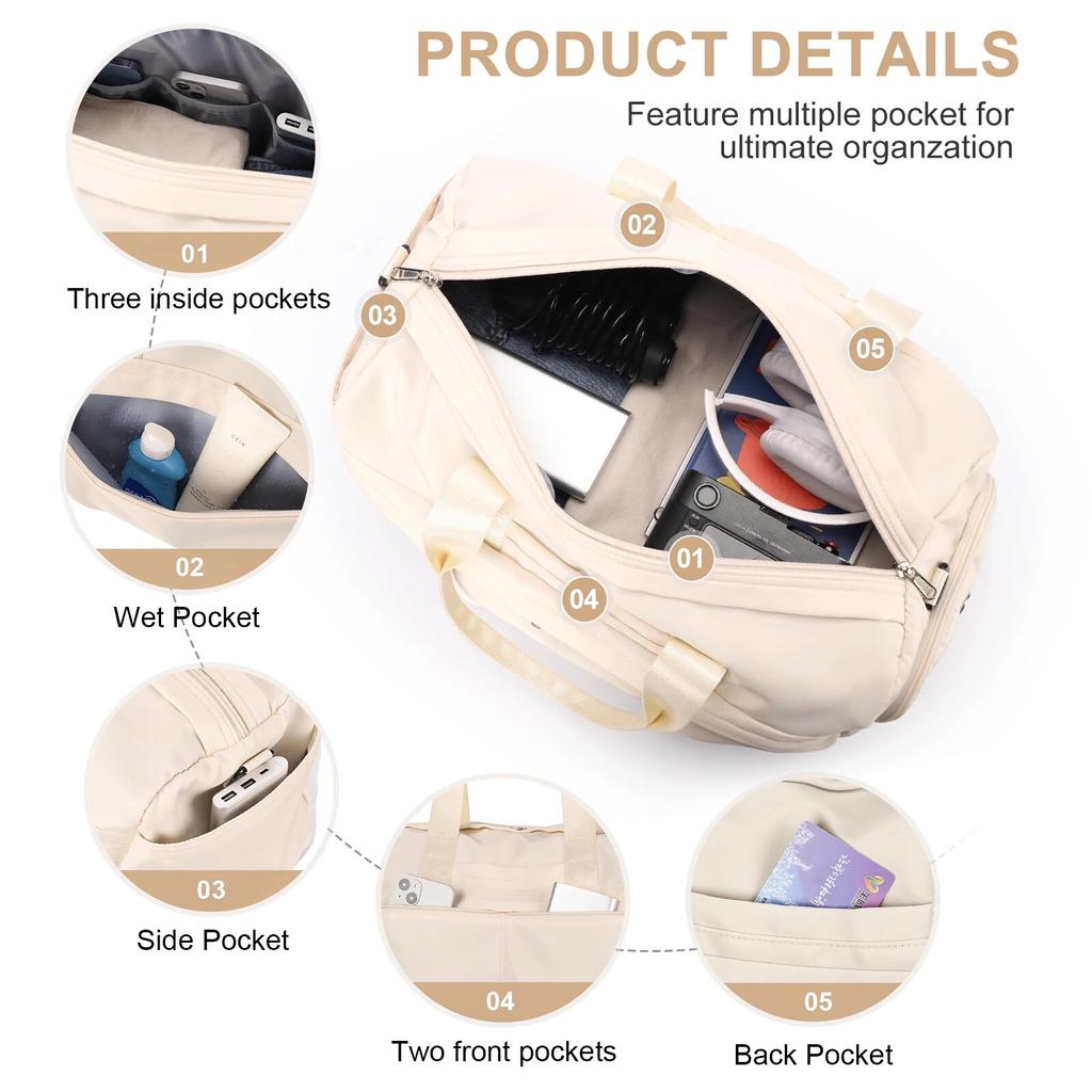 Gym Bag for Women, Yoga Sport Bag Tote Bag Waterproof Small Trave Duffel Bag Hospital Travel Bag Weekender Overnight Bag