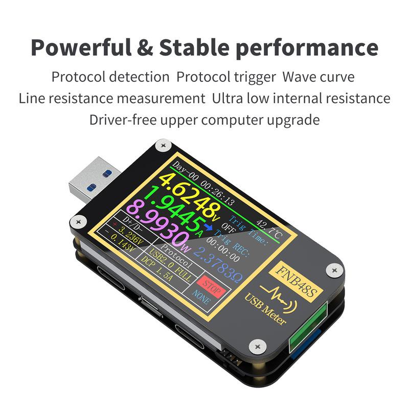 FNB48S PD триггер Вольтметр амперметр Ток и Вольтметр USB тестер QC4 + PD3.0 2.0 PPS протокол быстрой зарядки тест емкости