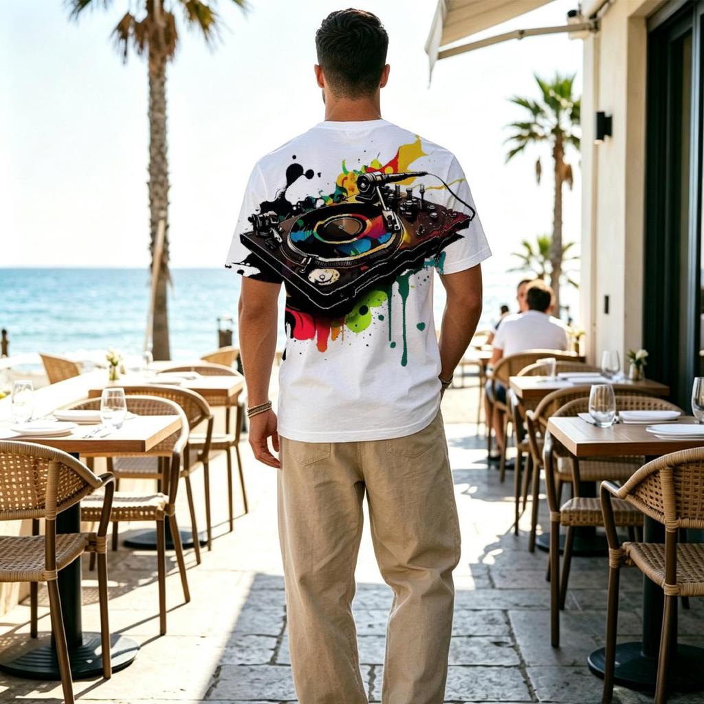 Mens Short Sleeve T-Shirt, Urban Street Style Polyester Tee, Soft & Comfy Versatile Basic for Everyday Casual Wear
