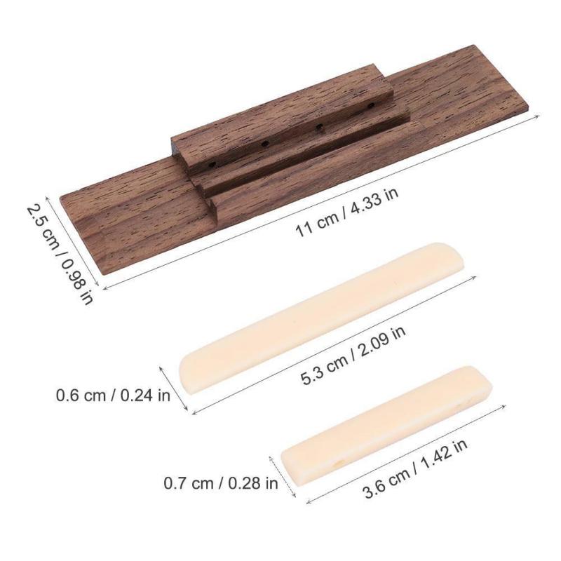 Rosewood Bridge Plastic Nut and Saddle for Ukulele Parts Replaceable Musical Instrument Repair Tool