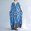 2024 Plus Size Dress Women Summer V-Neck Sundress Bohemian Floral Print Loose Big Oversize Maxi Dress 5464