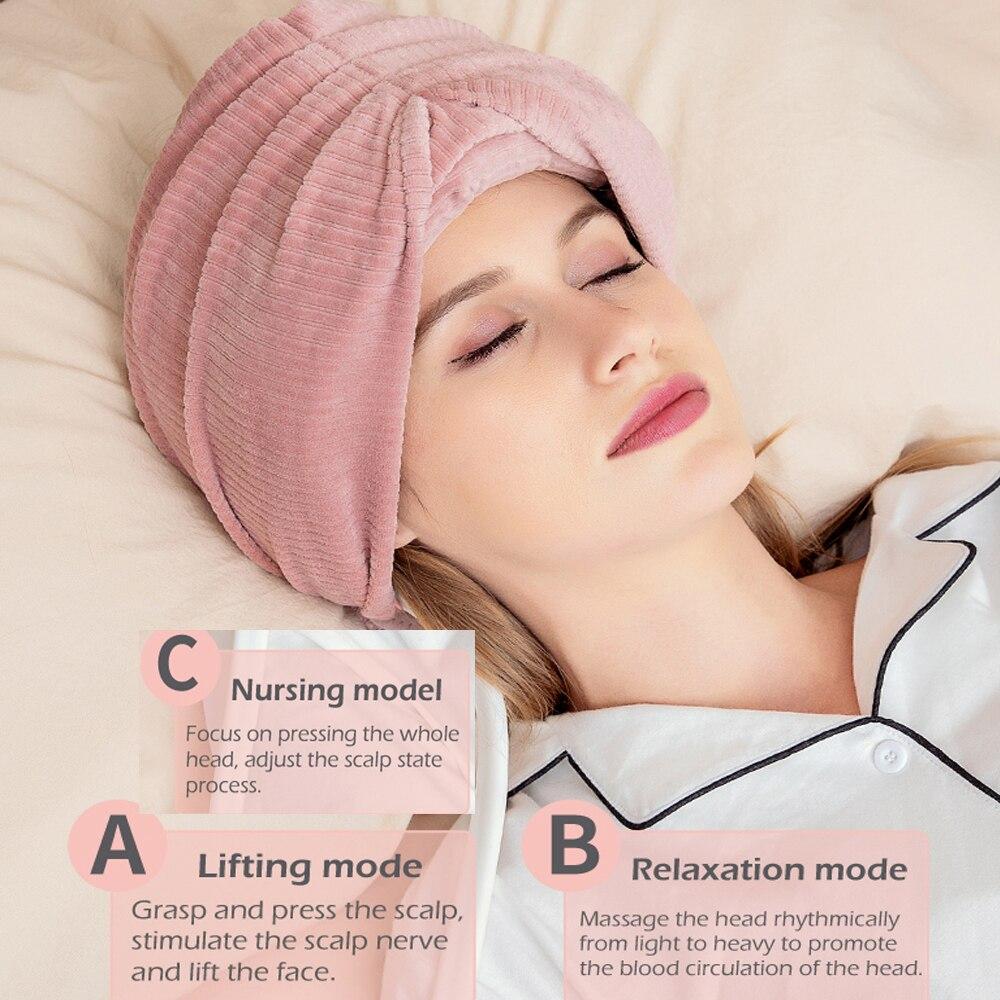 Электрический массажер для головы под давлением воздуха, повязка на голову с подогревом, разминающая подушка безопасности для головы, массажный пояс для кожи головы, глубокий массаж, облегчение головной боли