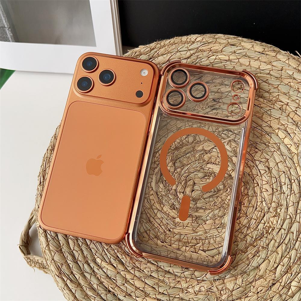 Новый прозрачный ударопрочный магнитный чехол с покрытием для iPhone 17 17 Air 17Pro 17 Pro Max Для беспроводной зарядки Magsafe