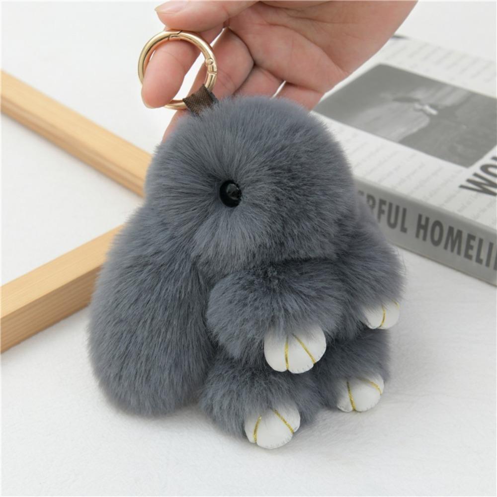 Artificial Rabbit Fur Rabbit  Key Chain Pompon Bag Pendant Cute Bunny Keychain  Gifts