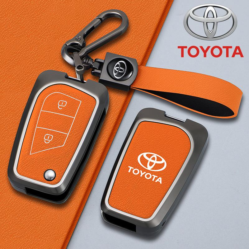 2026 Hot For Toyota Hub Caps New Zinc Alloy Leather Car Key Case Cover For Toyota Auris Corolla Reiz Avensis Verso Yaris Aygo Ra