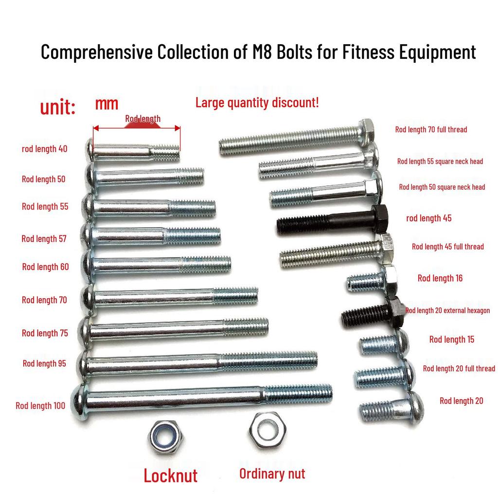Fitness Equipment M8 Bolts Kit: Armrest, Panel, Seat, Leg & Connection Screws