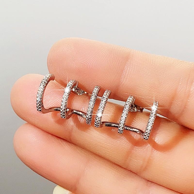 CAOSHI Trendy Simple Stud Earrings Female Fashion Girl Daily Jewelry with Dazzling Zirconia Silver Color Accessories for Women