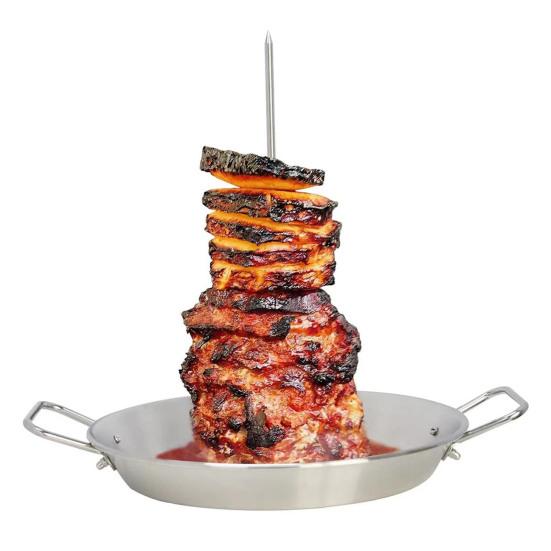 Вертикальный шампур Al Pastor для гриля Подставка для шампура из нержавеющей стали 9 дюймов с 3 съемными шипами Бразильская вертикальная подставка для вертела для шаурмы
