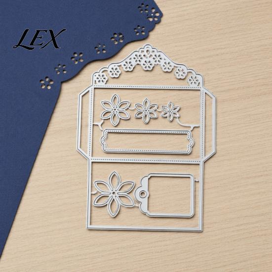 Envelope Die Cut Template Lace for Scrapbooking, Flower Metal Cutting Dies, Card Making Sharp Craft Decoupage Gift DIY Birthday Paper Supplies Tool