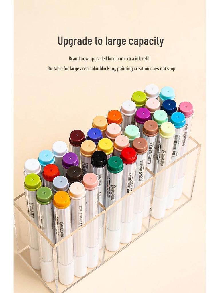 Blue Fruit M510 Soft Head Acrylic Marker Pen Set - 9 Colors for Art, Painting, and Graffiti