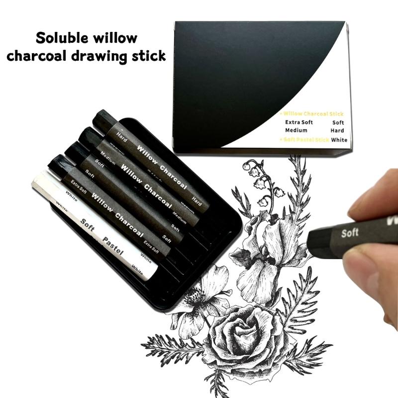 Water Soluble Charcoal Strips Charcoal Sticks Sketching Charcoal Pencils Art Supplies for Sketching Drawing and Shading