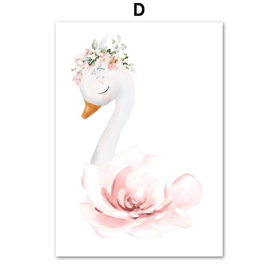 Розовая балерина для девочек, лебедь, модельные туфли, имя на заказ, настенная живопись на холсте, постеры и принты, фотографии для декора детской комнаты