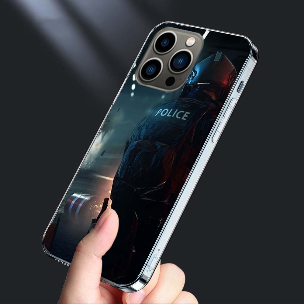 Полиция ФБР Чехол для телефона Для iPhone 16E 15 Pro 14 Plus 17E 16 17 Pro Max Air 11 12 13 Mini Ударопрочный Capa Милый Чехол TPU Прозрачный