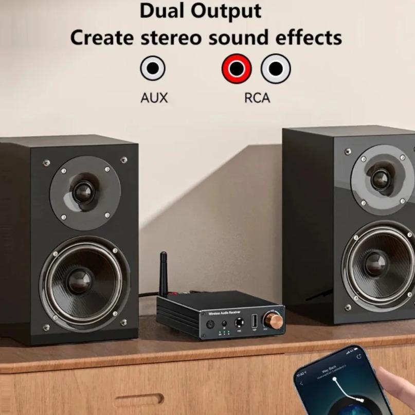 Беспроводной адаптер Bluetooth 6.0 Аудиоприемник 3,5 мм AUX RCA 6,5 мм Микрофон Караоке USB Воспроизведение с U-диска с дистанционным управлением громкостью