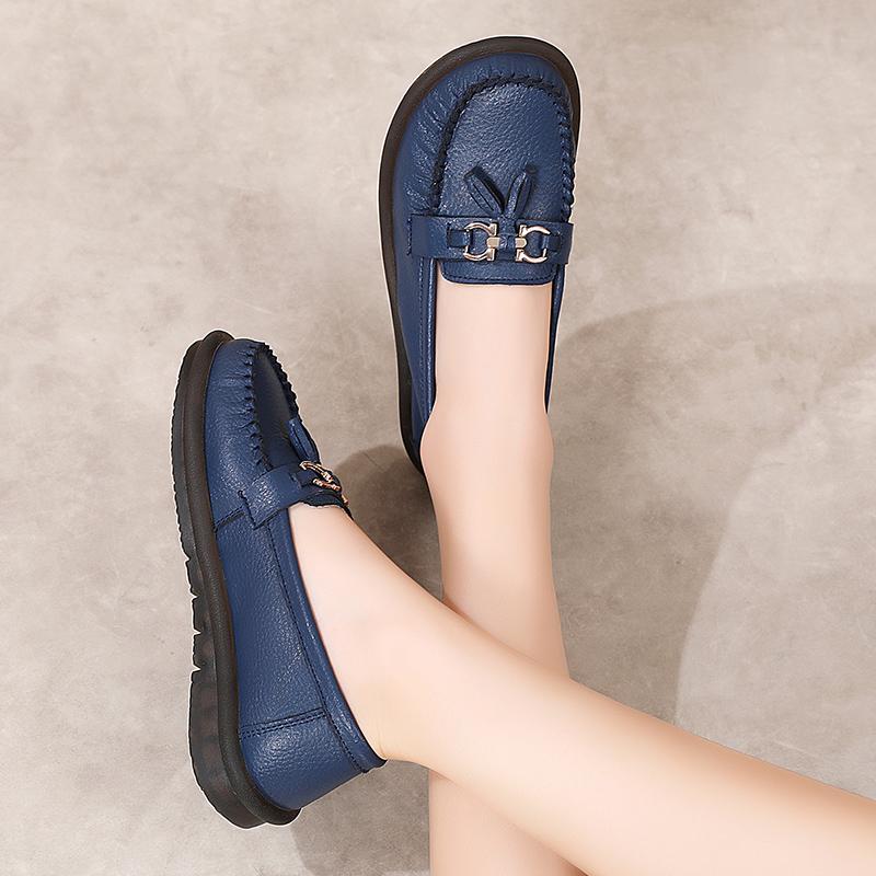 Женские лоферы с конской пряжкой, кожаные мокасины для вождения, удобные туфли на плоской подошве, повседневные туфли без шнуровки, прогулочная минималистичная женская обувь для беременных больших размеров