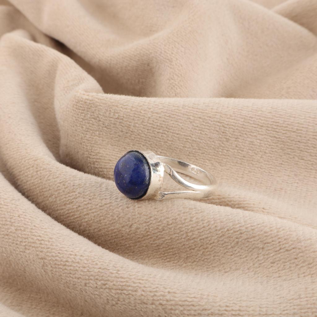 Lapis Lazuli Gemstone Silver Ring, 925 Sterling Silver Handmade Jewelry, September Birth-Stone Gift, Designer Wedding Ring For Her RR-83-25