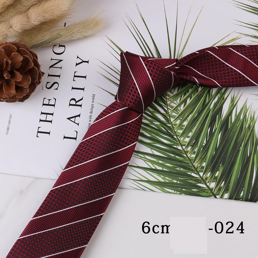 Men's Trend Business Casual Narrow 6cm Polyester Jacquard Tie Solid Color Striped Tie