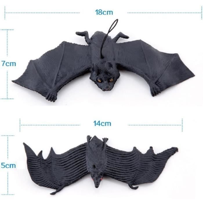 Décoration d'Halloween - AIMOONSA - Chauves-souris suspendues - 10 pièces - 5 grandes/5 petites - TPR souple noir