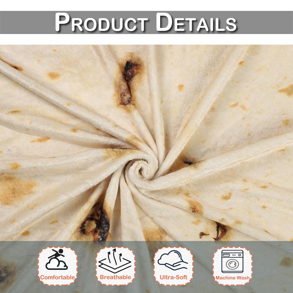 Двустороннее мягкое фланелевое гигантское мучное одеяло для буррито, тортилья, 285 г/м², одеяла для тако, теплые обертывания для пиццы и пирогов, пищевое одеяло