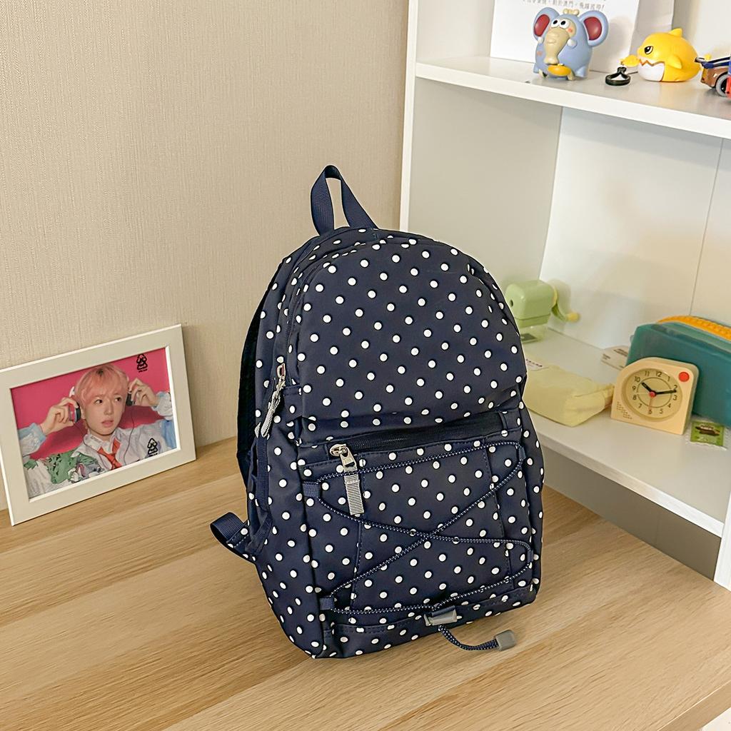 Schoolbag New Polka Dot Drawstring Casual Backpack Lightweight Versatile High Look Fashion Foreign Travel Small Backpack
