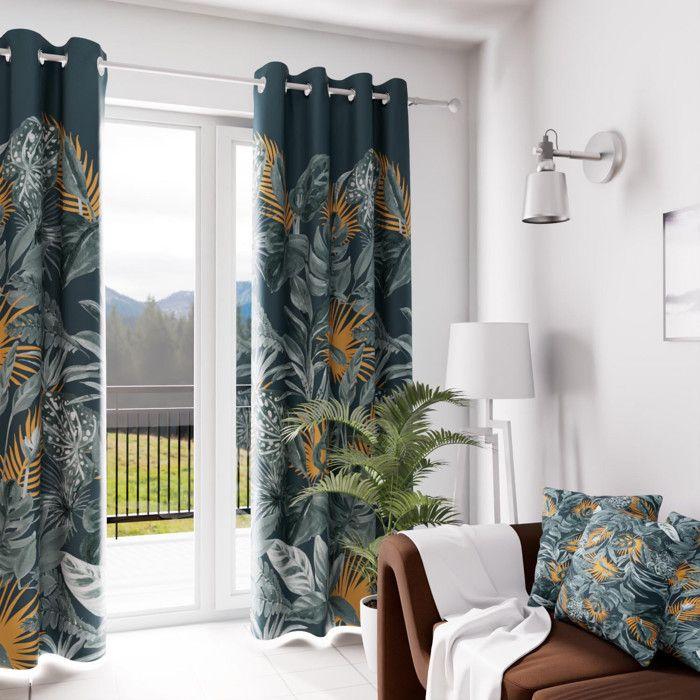 Rideau à oeillets velours 135x250 cm TROPIC, par Soleil d'Ocre