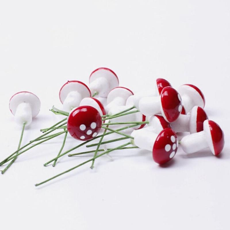 60Pcs Artificial Mini Mushroom Fairy Garden Moss Resin Crafts Garden Decor