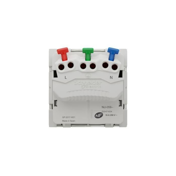 Prise - Unica - 2P+T - Blanc - Droit - Prêt à poser - Monophasé