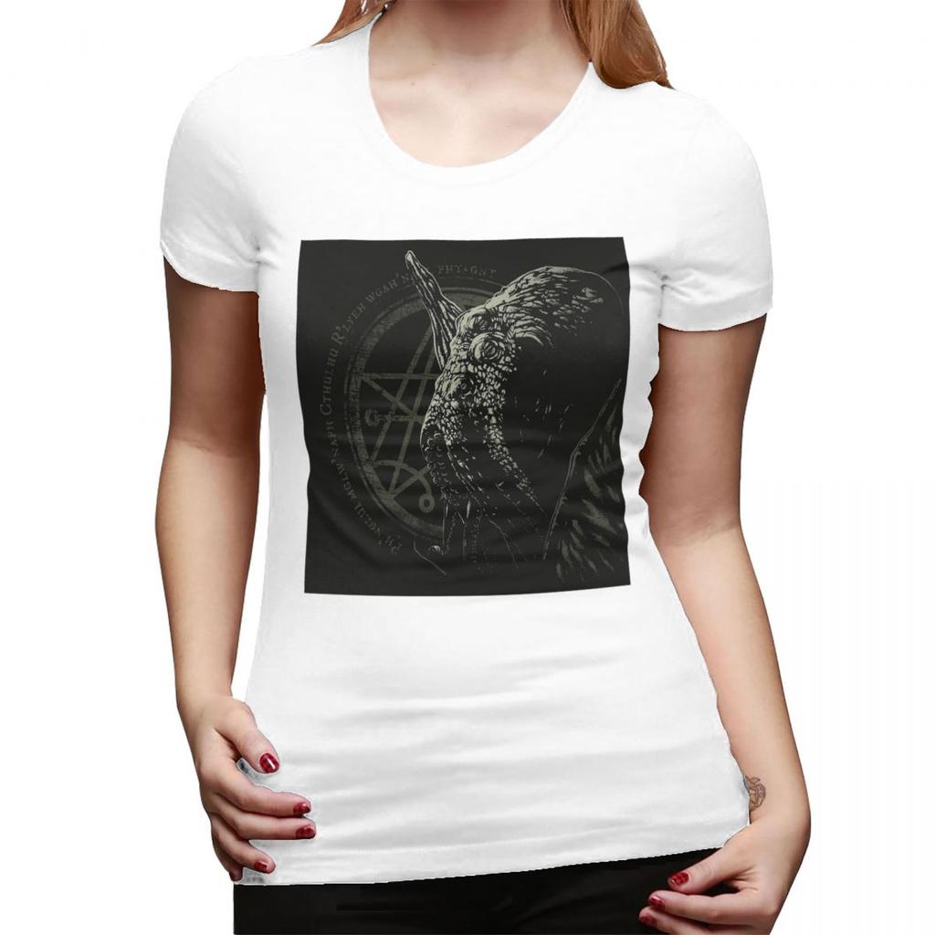 Dread Cthulhu Chant Lovecraft TShirt for Women Crew Neck Streetwear T Shirts Womens Tees Short Summer Clothes Tops