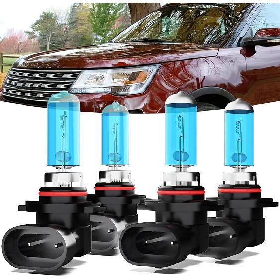 Галогенные фары подходят для Ford Explorer 2002-2005, лампы фар, 9005/HB3/H10 дальний свет + 9006/HB4 ближний свет + 9145/9140 противотуманные фары, комплект, подключи и