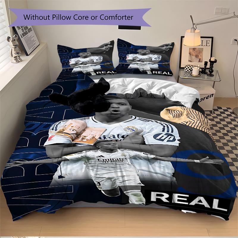 Real Madrid Stars Print 3Pcs Bedding Setduvet Cover With 2 Bedropillowcase Home Birthday Gift