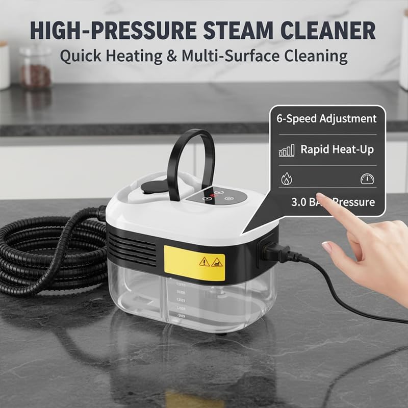 Portable 2500W High Temperature Pressurized Handheld Steam Cleaner with 6 Adjustable Levels Cleaning Machine for Kitchen Bathroom Furniture Car