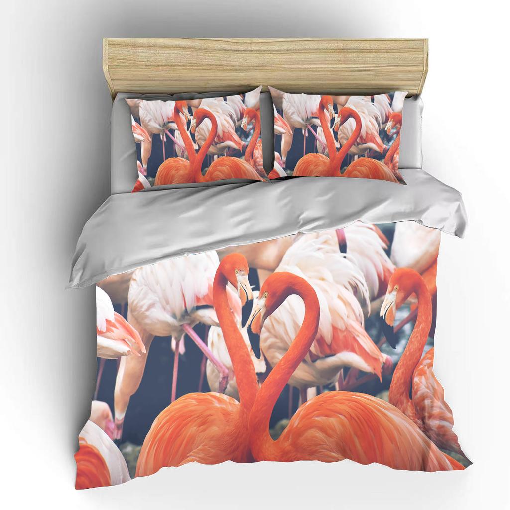 Мультяшный фламинго милый медведь каваи рождественский подарок двуспальный комплект постельного белья из микрофибры или полиэстера с пододеяльником