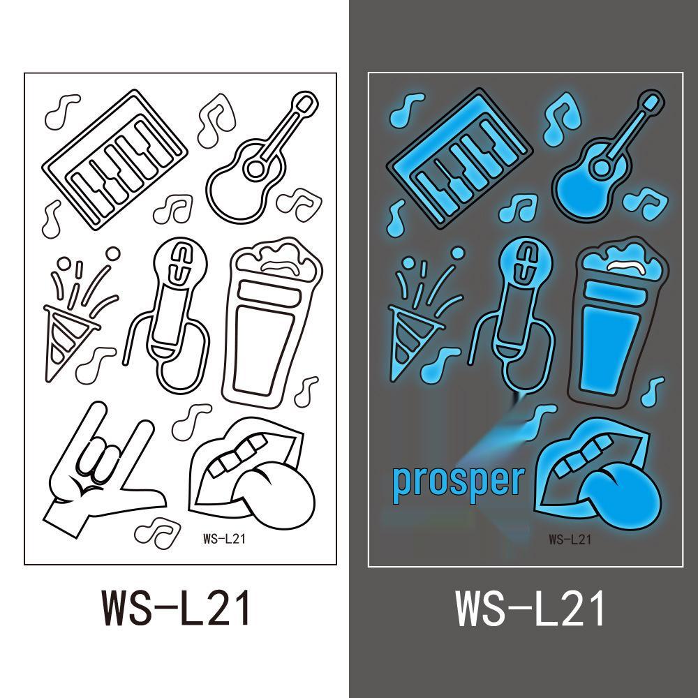Синие светящиеся тату-наклейки для вечеринок в ночных клубах и на музыкальных фестивалях