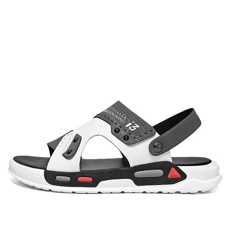 Тапочки мужские летние трендовые верхняя одежда нескользящие износостойкие спортивные двойного назначения для вождения на открытом воздухе вьетнамские пляжные сандалии