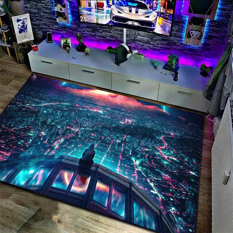 3D Киберпанк Ковер Большой Площади Комната для Киберспорта Спальня Напольный Коврик Кристальный Бархат Домашний Декор Ковер для Гостиной