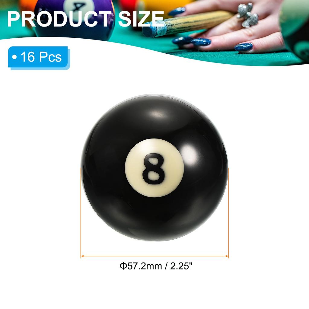 PATIKIL Ball Billiard Replacement Mento Balls 16 Pack Pool Table Balls Pool Balls Standard Regulation Size Billiard Room Game Room Black Zinc 2-1/4"