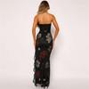 Wrapped Chest Summer Slit Dress Printed Lace Bra Skirt Women's Clothing Backless