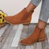 Модная женская обувь из натуральной замши, эластичные туфли на низком каблуке, осенне-зимние ботильоны, квадратный носок, повседневные короткие ботинки, размеры 36-43