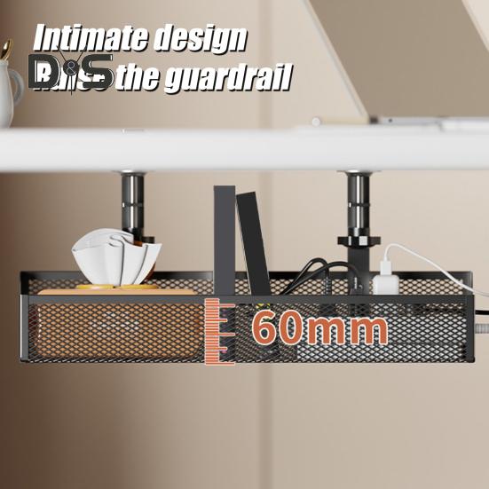 Data Cable Storage Rack Under-Desk Organizer Simple Installation Cable Management Metal Cable Tray Power Strip Cord Holder