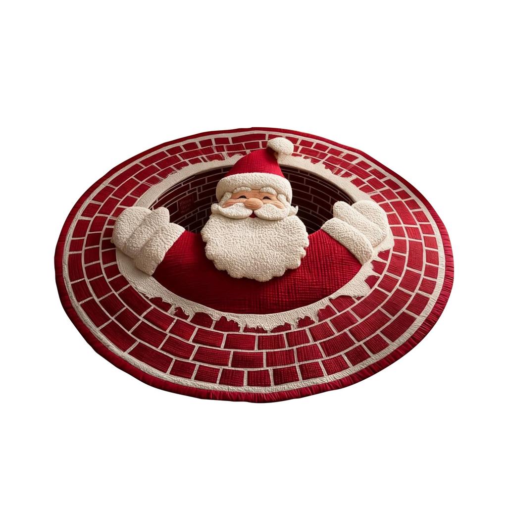 3D Christmas Floor Carpet Funny Visual Illusion Effect Christmas Optical Rug Room Circular Vortex Door Mat Party Decoration