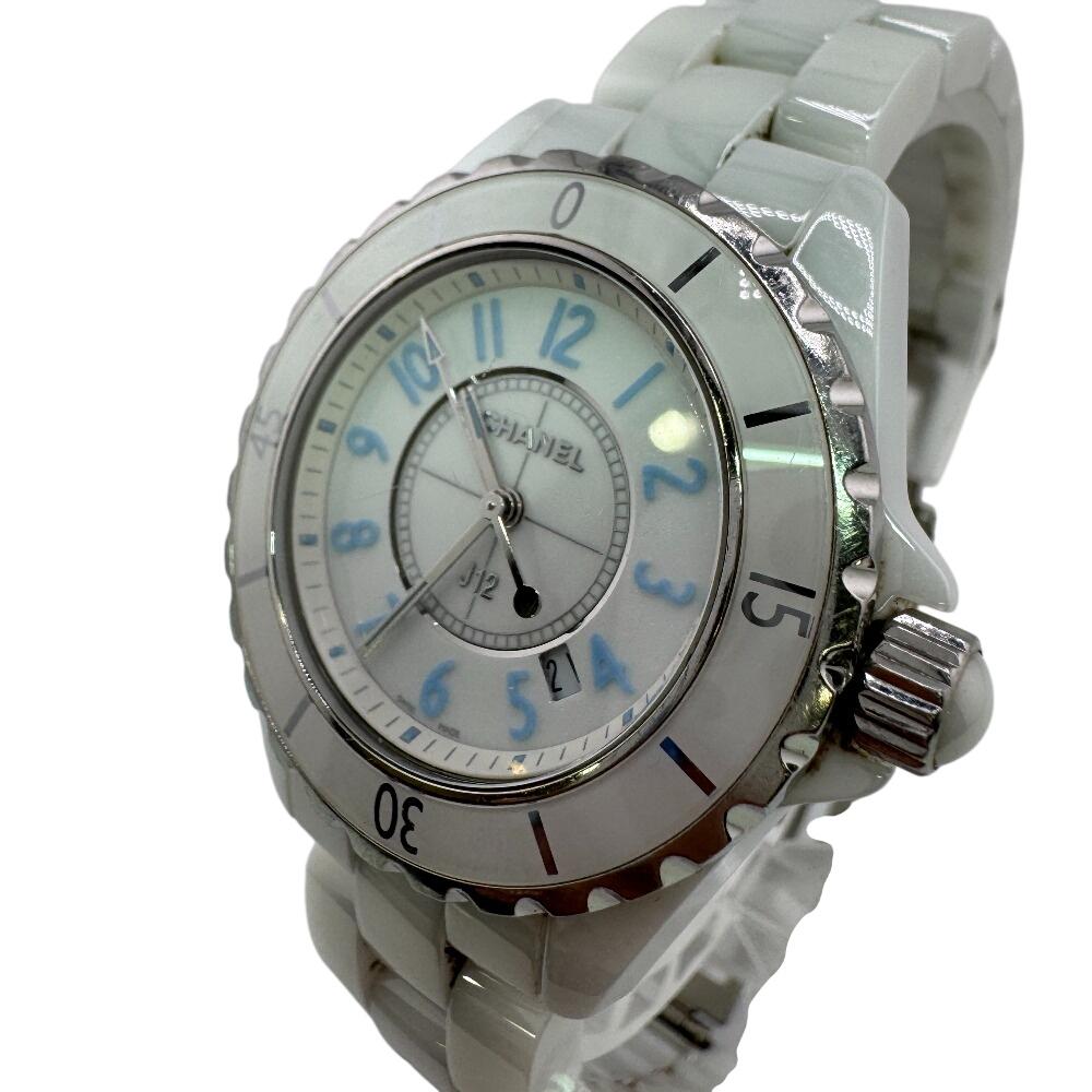 CHANEL Limited to 2000 Blue light Stainless Steel J12 H3826 Watches white Stainless Steel Women Used