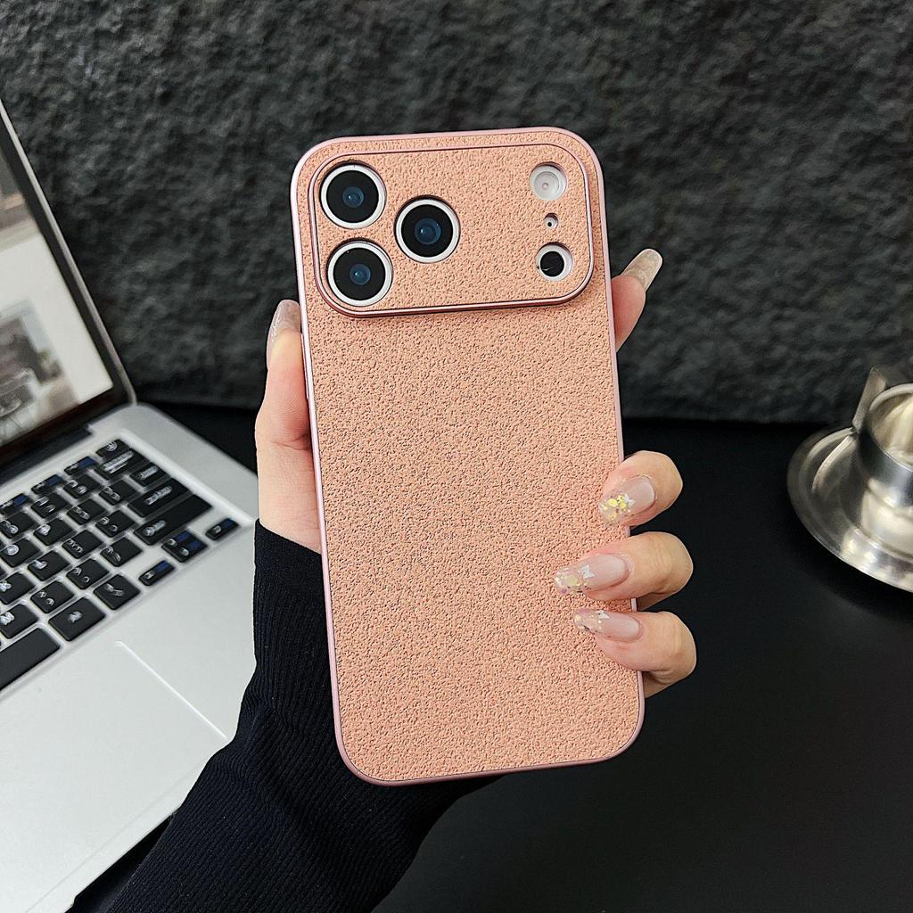 Lychee Pattern Large Window Phone Case for Apple 16PRO/16/17PROMAX with Precise Holes, Trendy Acrylic Design